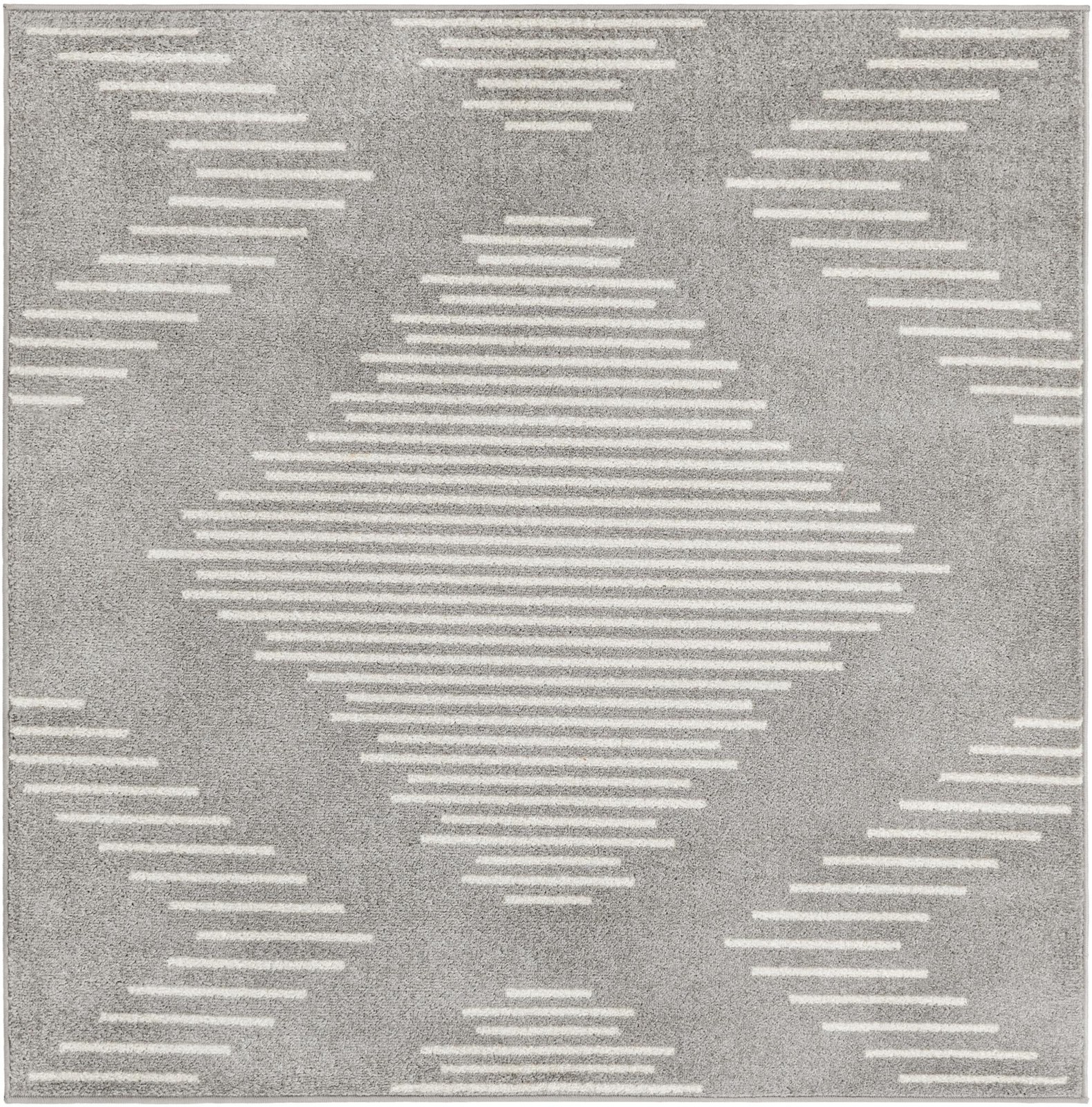 5' 3 x 5' 3 Knox · Geometric diamond rug, gray and ivory