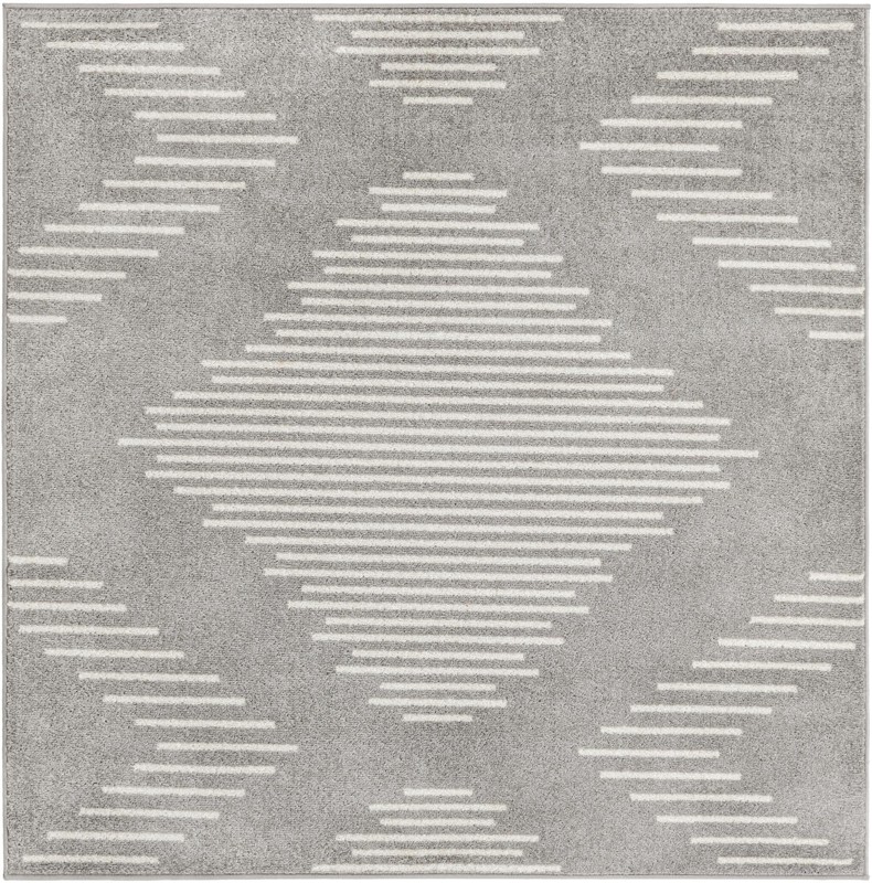 5' 3 x 5' 3 Knox · Geometric diamond rug, gray and ivory
