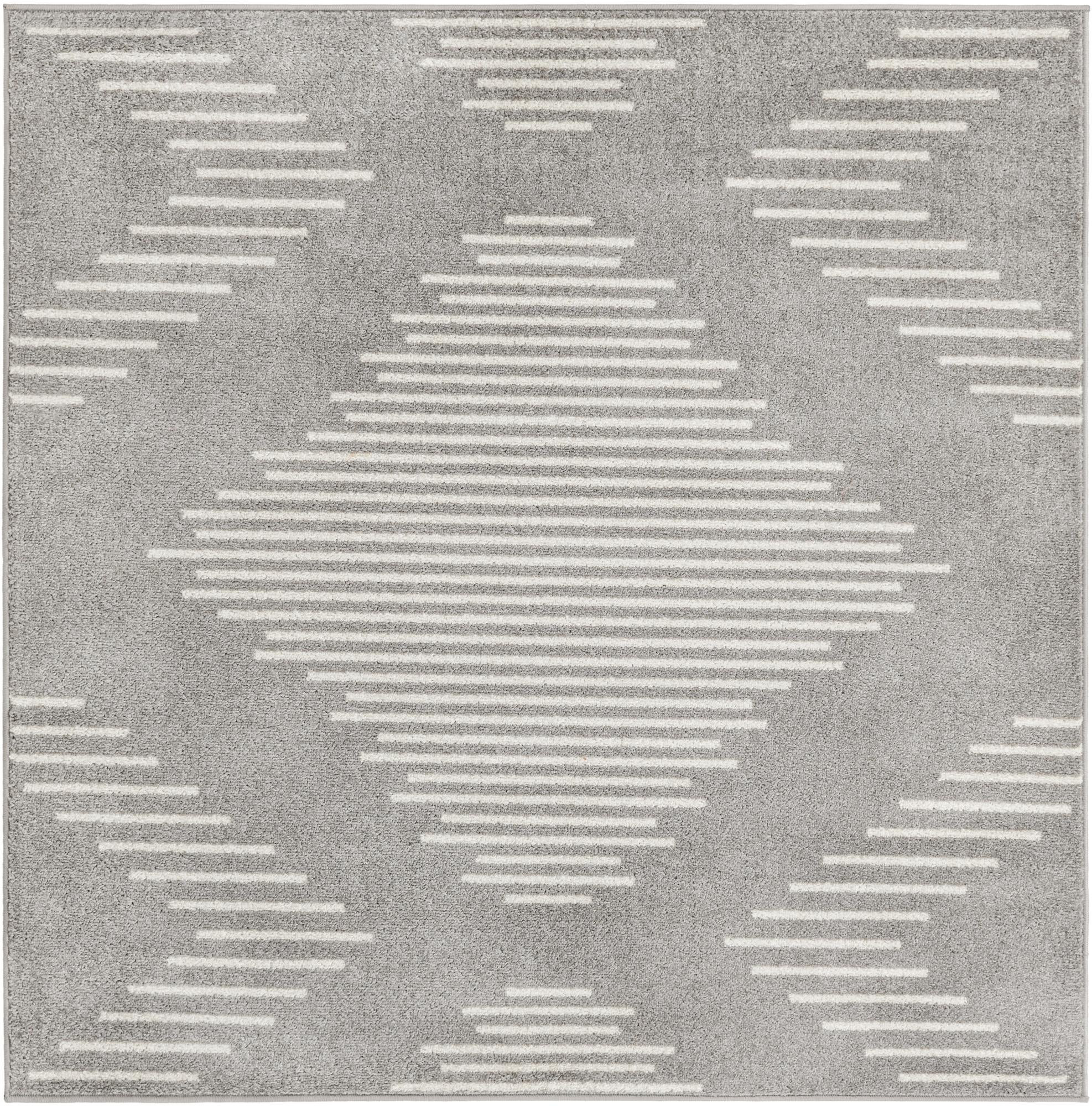 5' 3 x 5' 3 Knox · Geometric diamond rug, gray and ivory