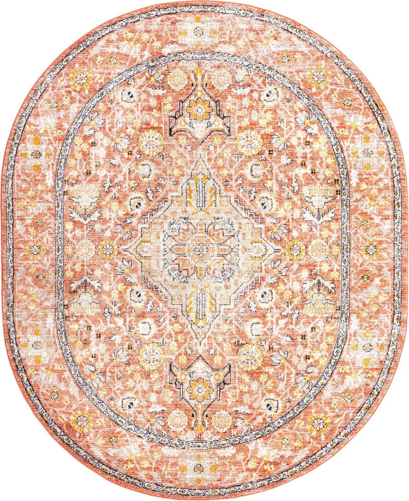 7' 10 x 10' 2 Thane · Medallion rug, brick red and ivory