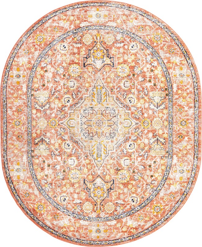 Thane · Medallion rug, brick red and ivory