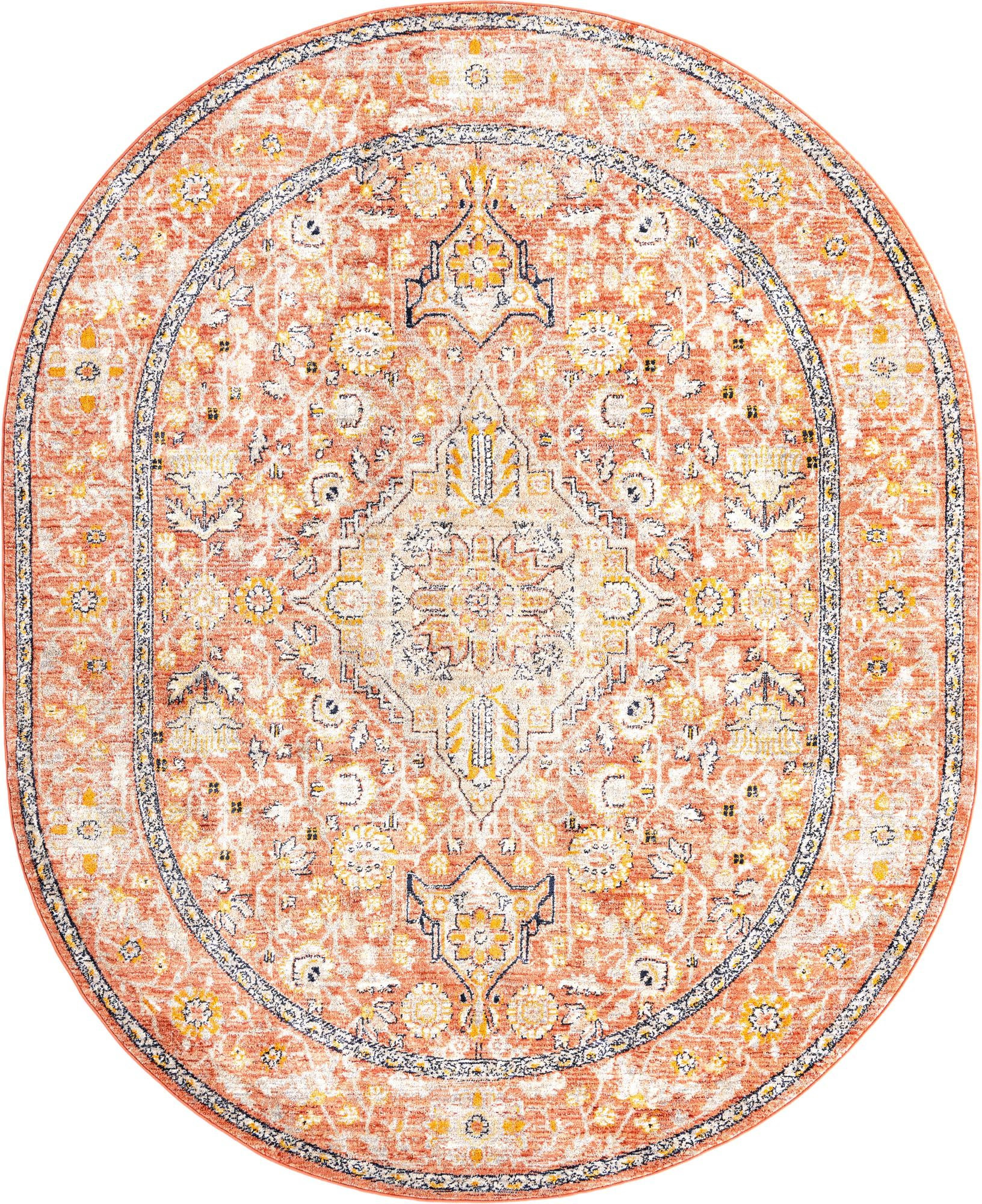 7' 10 x 10' 2 Thane · Medallion rug, brick red and ivory
