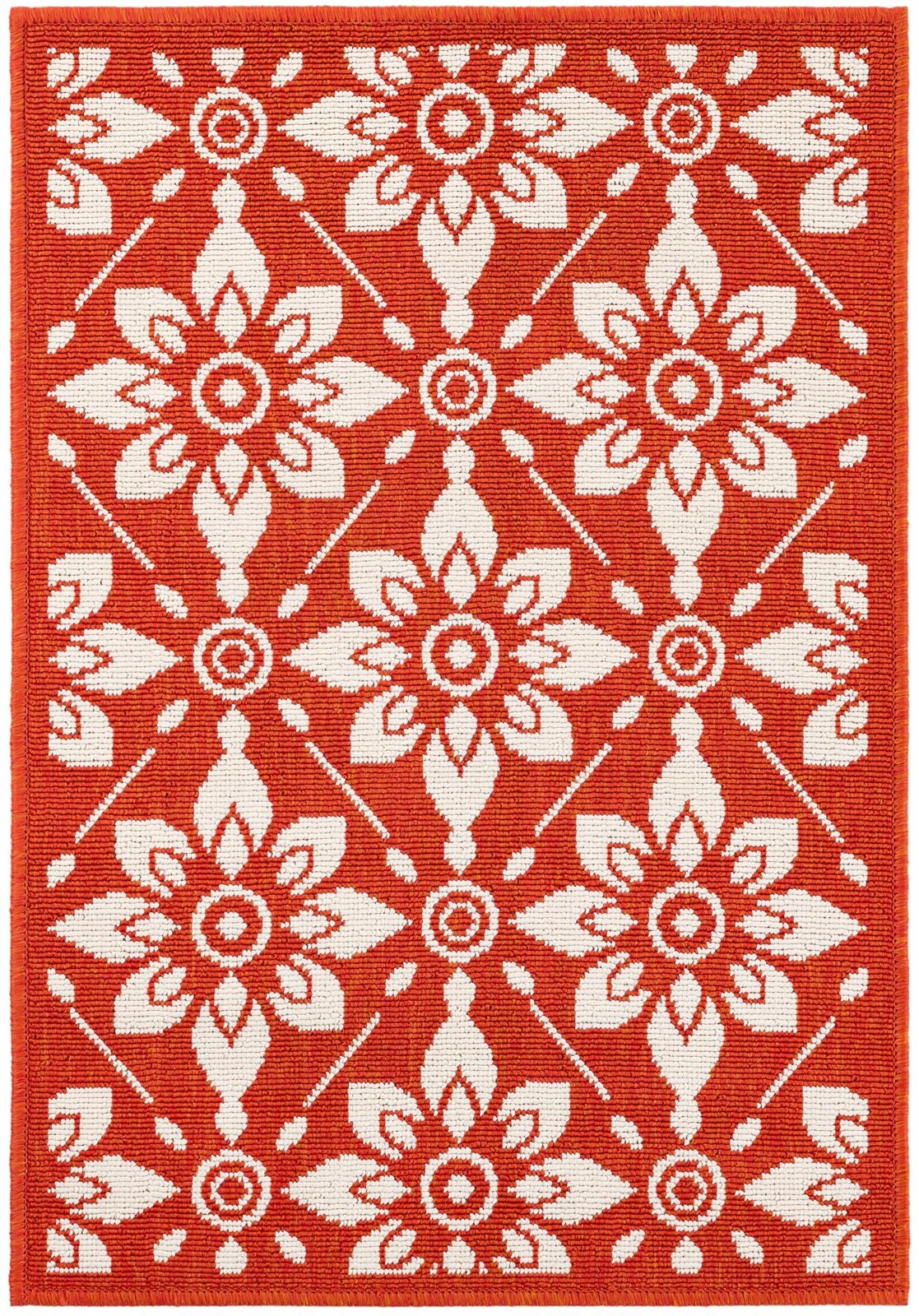 2' x 3' Selwyn · Floral trellis Outdoor Rug, rust and ivory