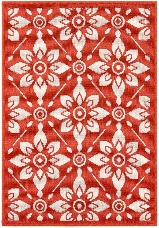 Selwyn · Floral trellis Outdoor Rug, rust and ivory