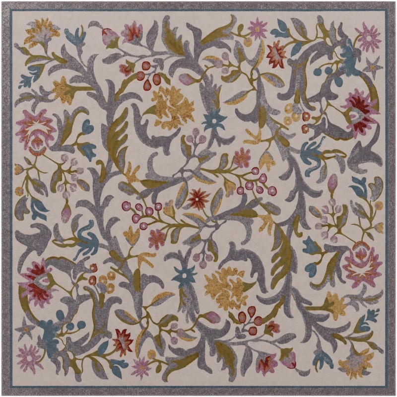 10' x 10' Draper · Floral rug, ivory and multi