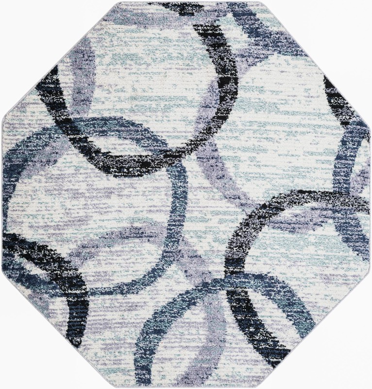 Rayner · Abstract circles rug, ivory and blue