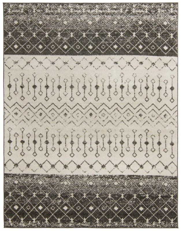 7' 10 x 10' Vernon · Geometric tribal rug, gray and ivory