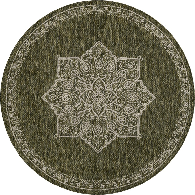 6' x 6' Rhys · Medallion Outdoor Rug, green