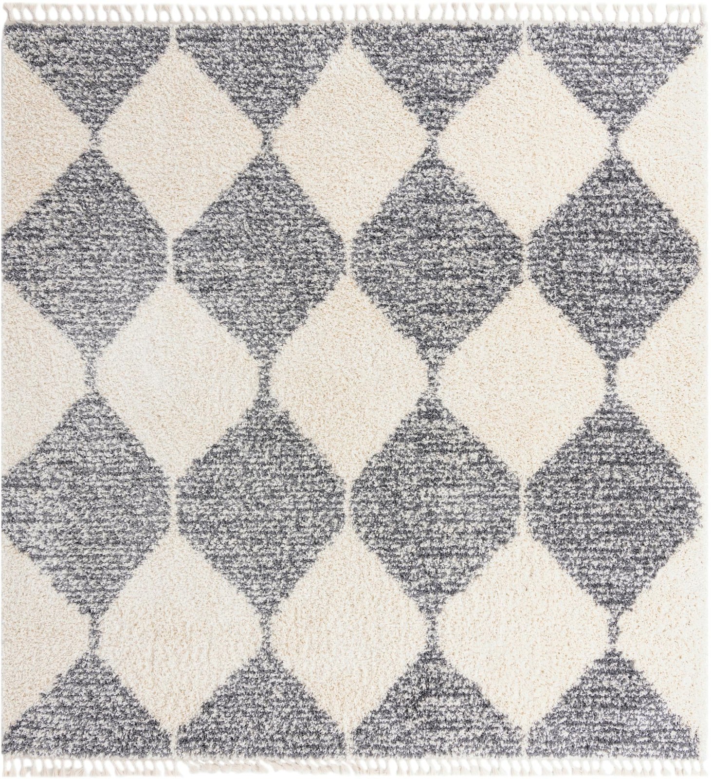 10' x 10' Newton · Diamond Shag Rug, white and gray