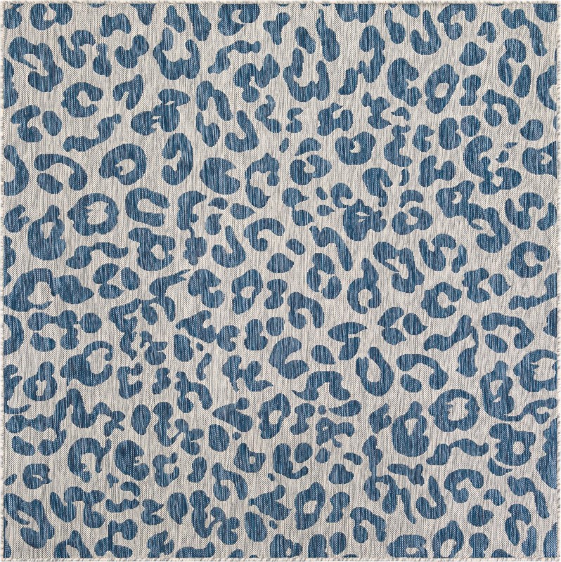 6' x 6' Cardamom · Animal print Outdoor Rug, blue