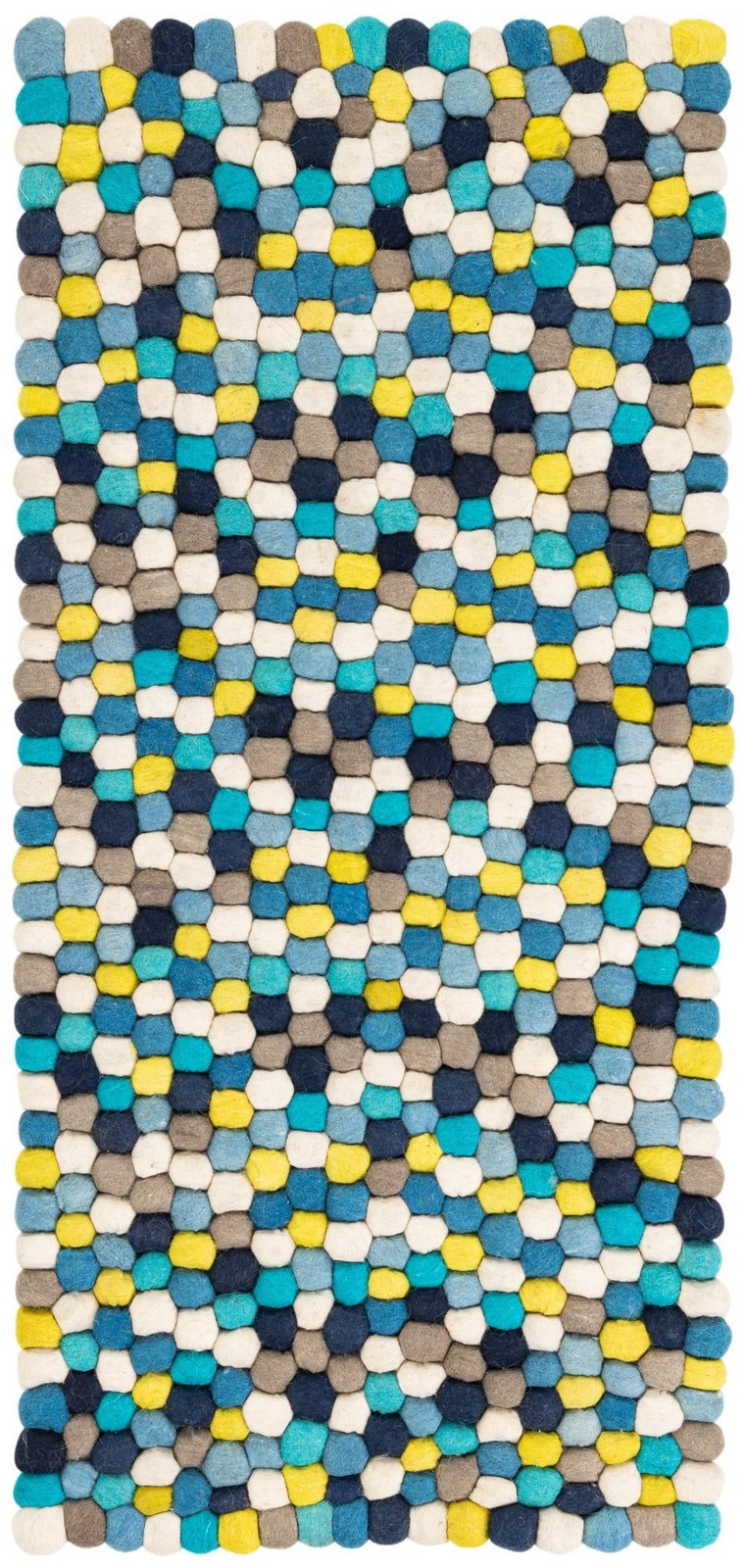 2' x 4' 1 Hawthorne · Pebbled Wool Rug, blue and multicolor