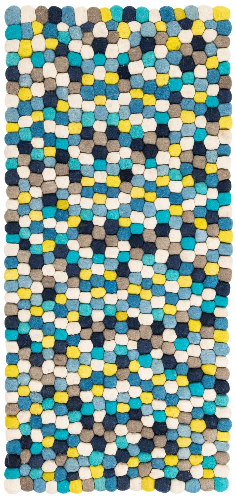 2' x 4' 1 Hawthorne · Pebbled Wool Rug, blue and multicolor