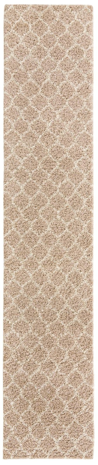 3' 3 x 16' 5 Barnett · Lattice Shag Rug, light brown and ivory