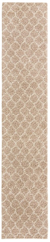 3' 3 x 16' 5 Barnett · Lattice Shag Rug, light brown and ivory