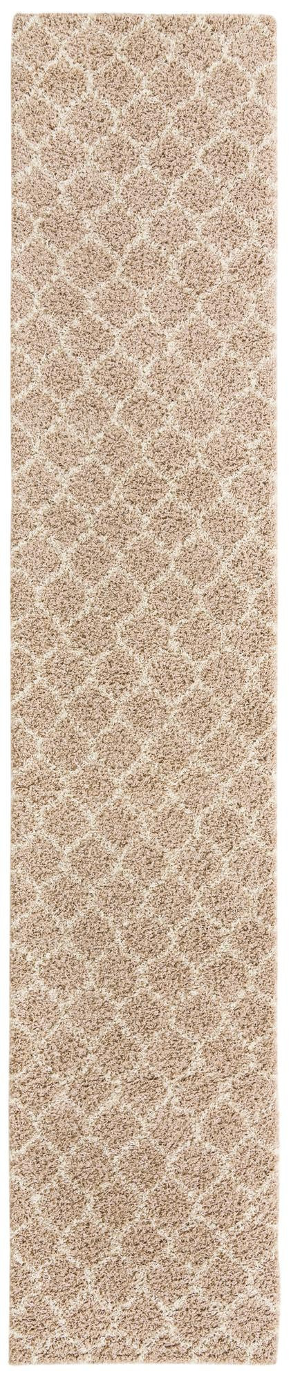 3' 3 x 16' 5 Barnett · Lattice Shag Rug, light brown and ivory
