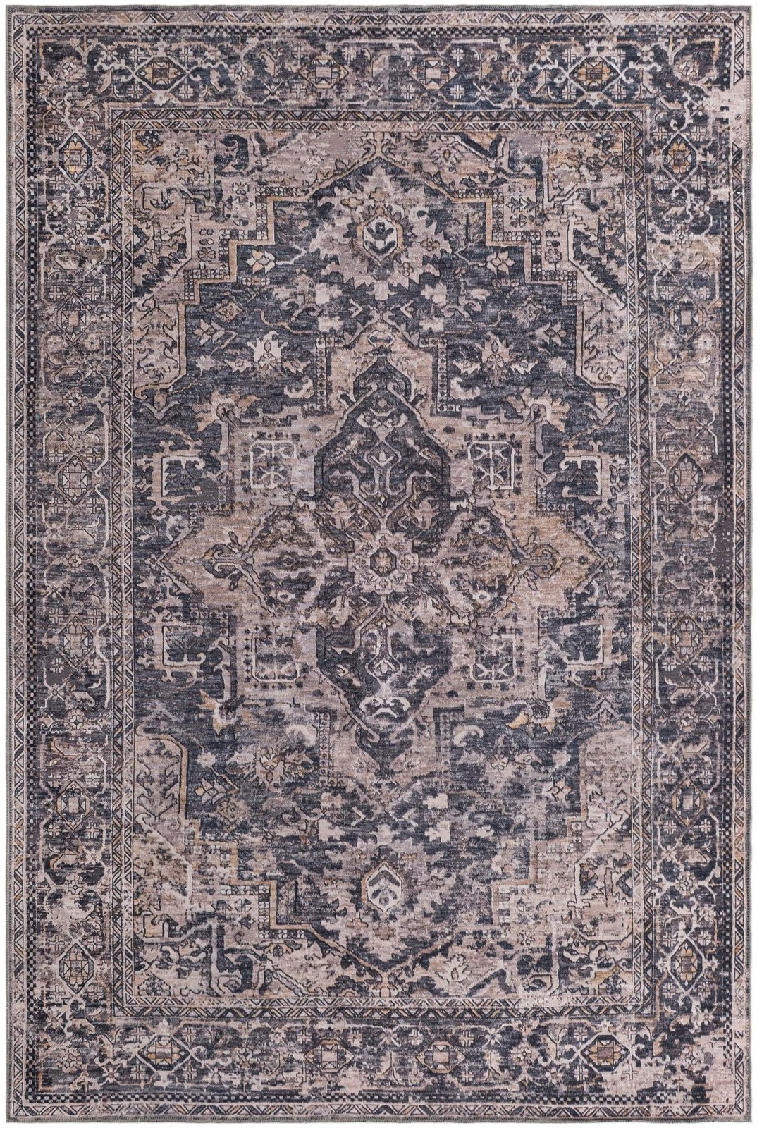 6' x 9' Watkins · Border rug, blue and ivory
