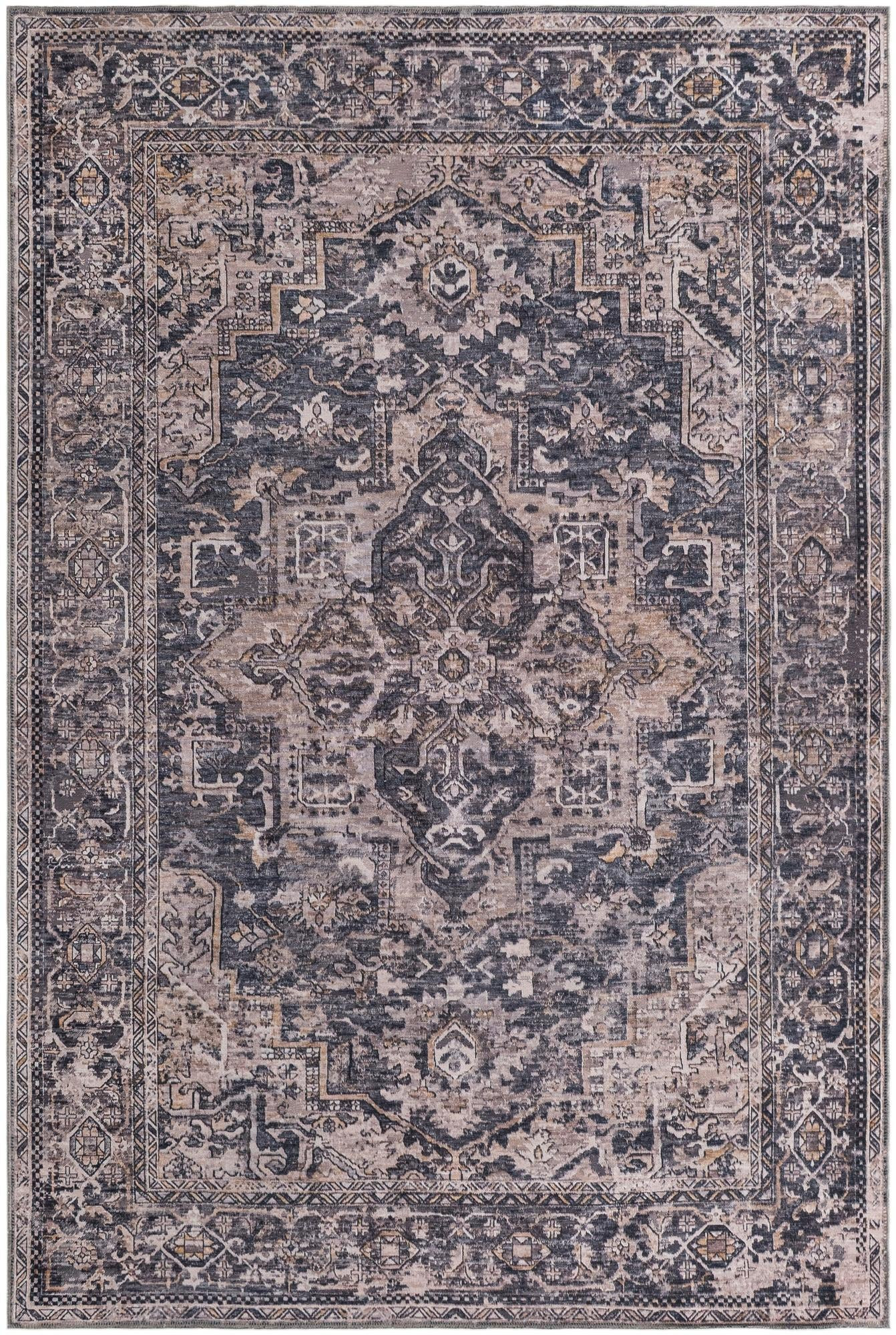 6' x 9' Watkins · Border rug, blue and ivory