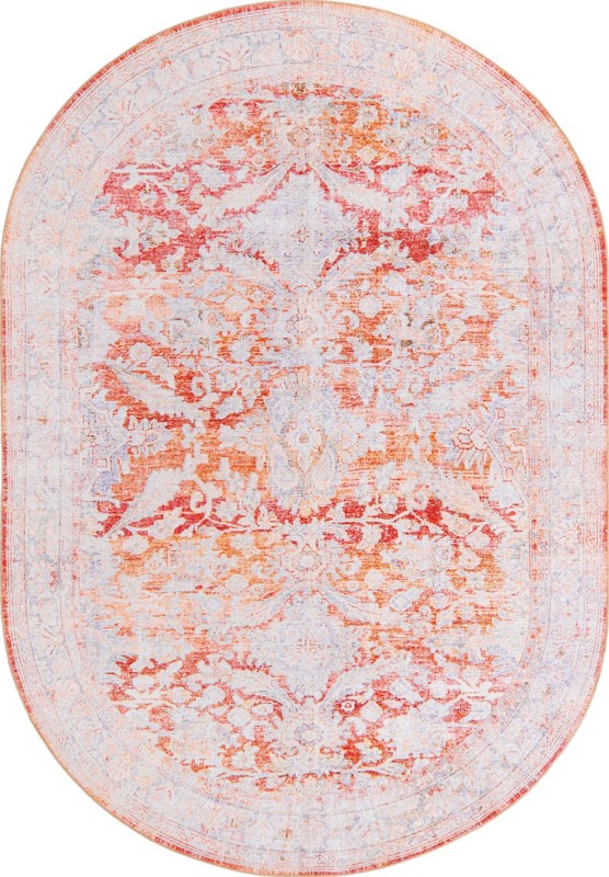 7' 6 x 10' 6 Augusta · Border Washable Rug, rustred