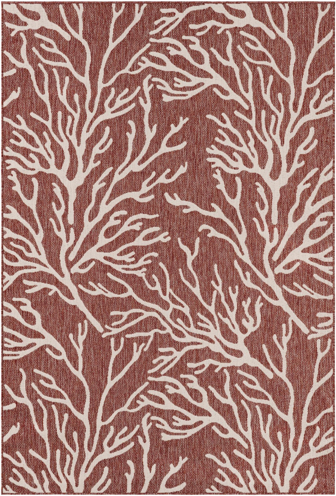 6' x 9' Northfield · Coral Outdoor Rug, rust red and ivory