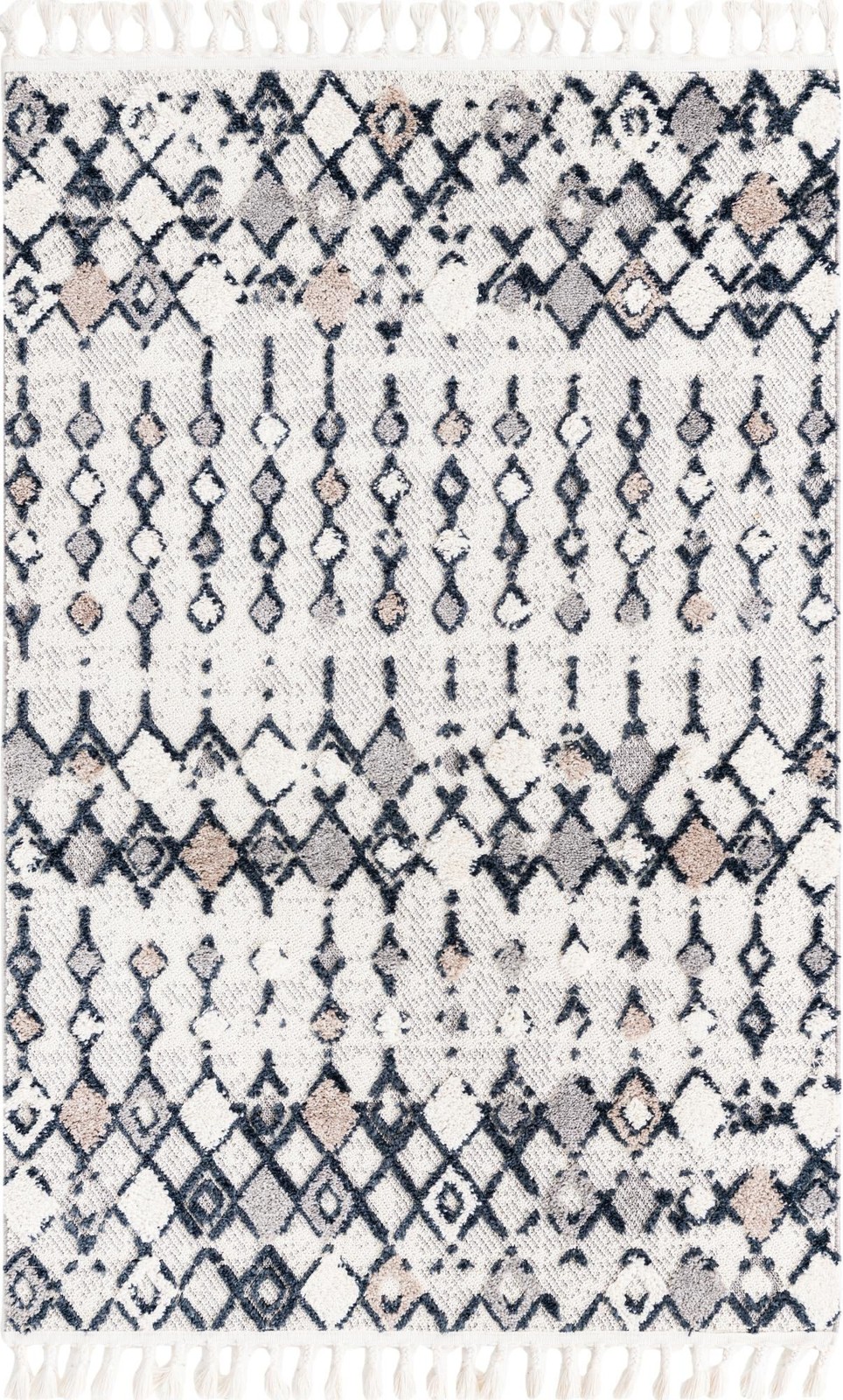 2' x 3' 2 Josephine · Geometric tribal rug, sand and gray