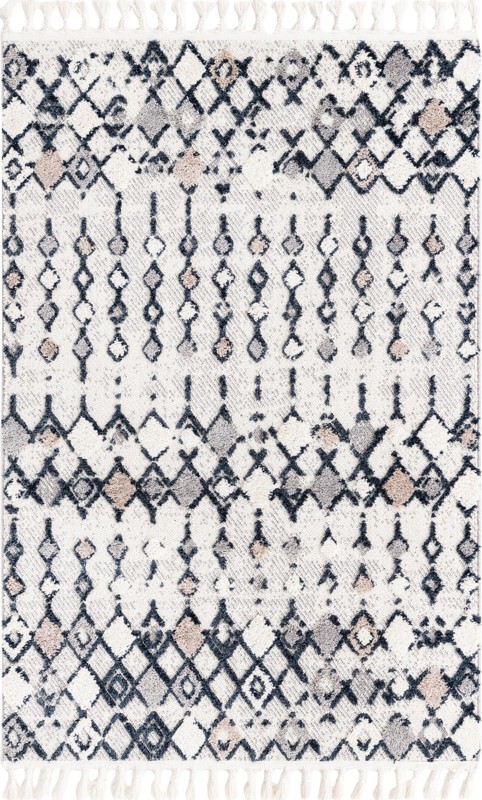 2' x 3' 2 Josephine · Geometric tribal rug, sand and gray