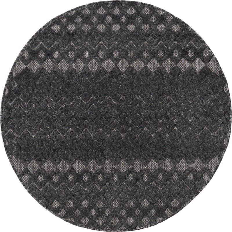 4' x 4' Creed · Geometric Outdoor Rug, charcoal gray and ash