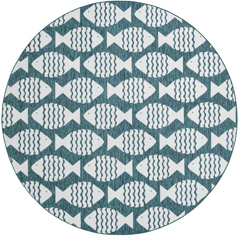 12' x 12' Beresford · Pictoral Outdoor Rug, turquoise