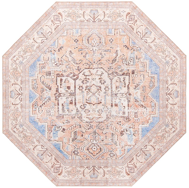 Boone · Medallion Washable Rug, blue and beige