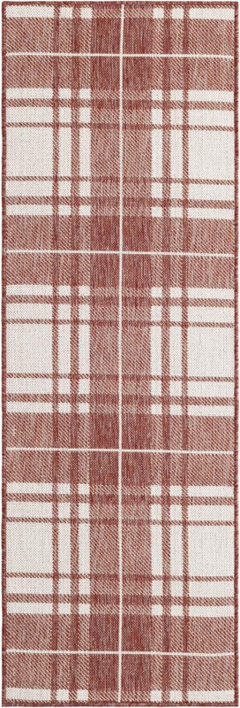 2' x 6' Maguire · Plaid Outdoor Rug, red