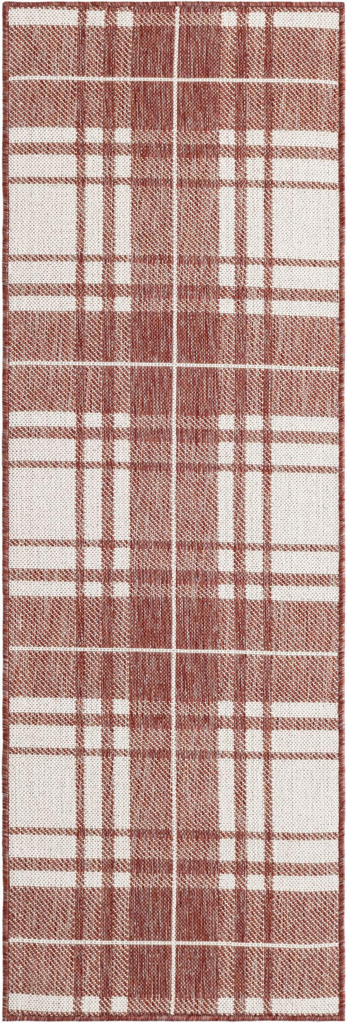 2' x 6' Maguire · Plaid Outdoor Rug, red