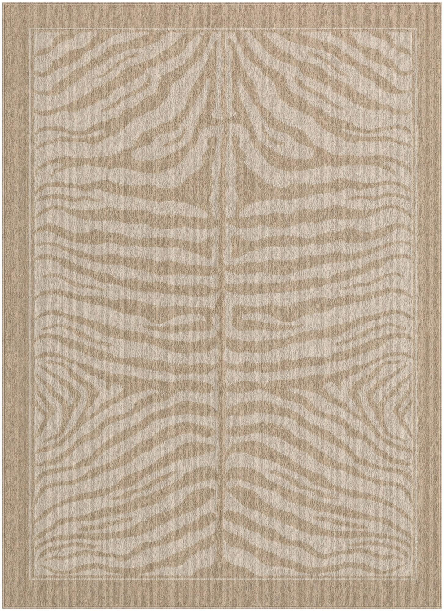 8' x 11' Oldfield · Border rug, beige and ivory