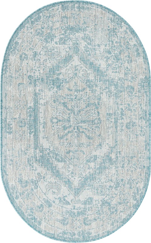 3' x 5' 3 Wylie · Border Outdoor Rug, aqua