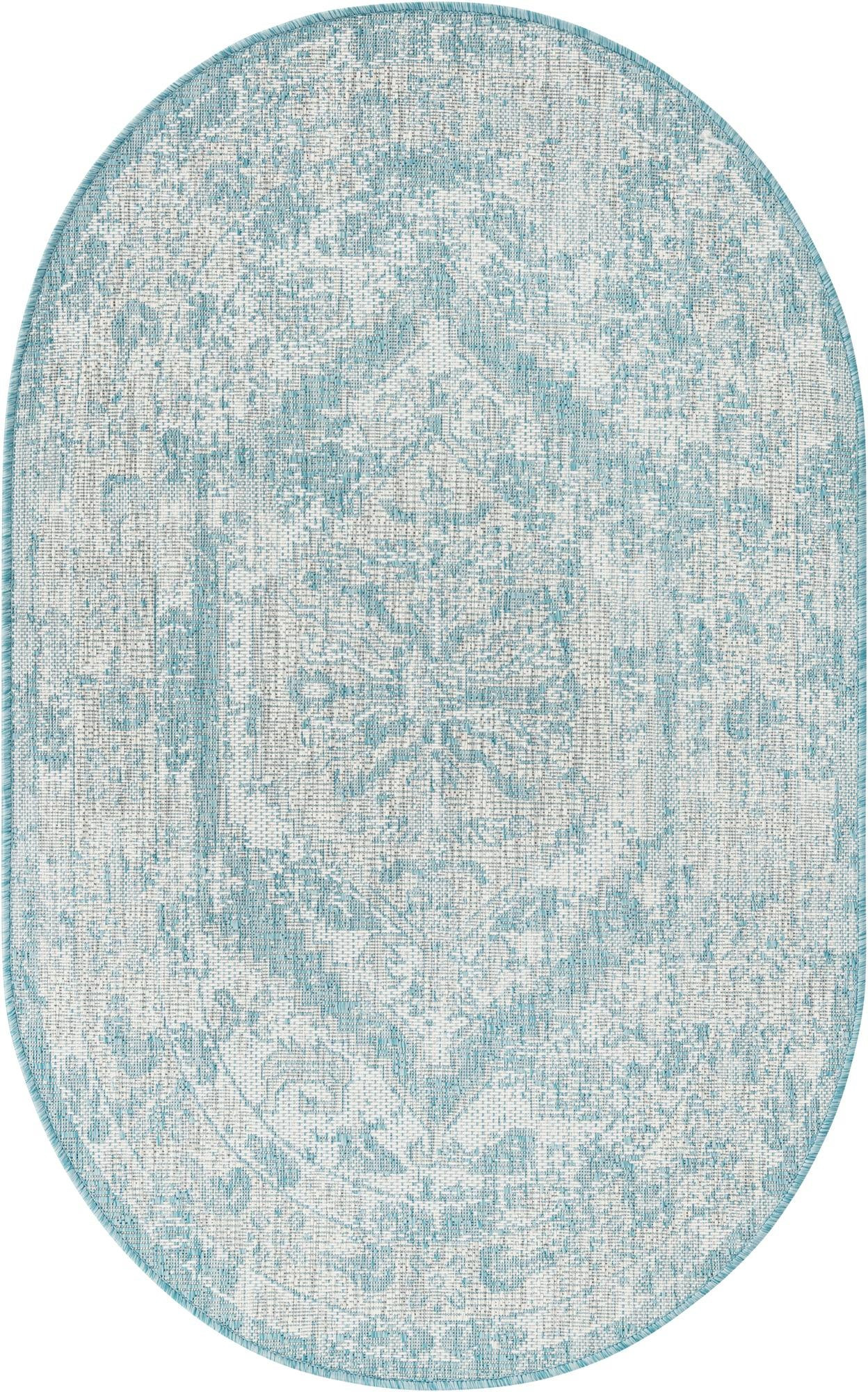 3' x 5' 3 Wylie · Border Outdoor Rug, aqua