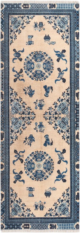 Colden · Border rug, ivory and blue