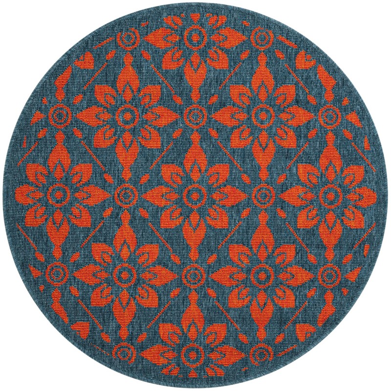 3' x 3' Selwyn · Floral / botanical Outdoor Rug, blue and red