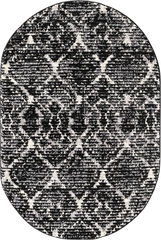 4' x 6' Tilden · Lattice rug, black and ivory