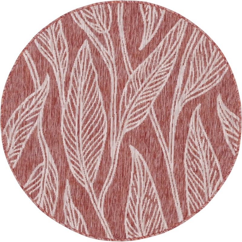 4' x 4' Milton · Botanical Outdoor Rug, rust and ivory