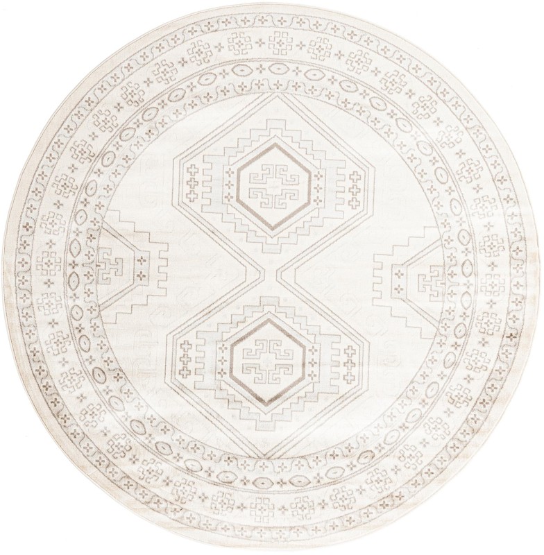 7' 10 x 7' 10 Harmon · Geometric diamond rug, ivory and brown