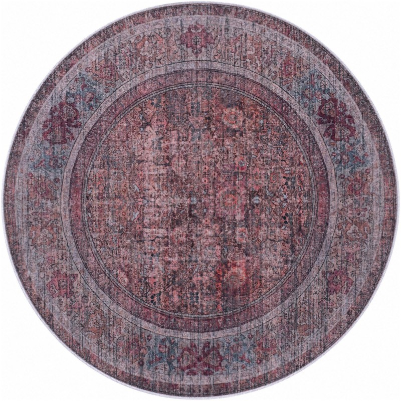 6' x 6' Murrow · Distressed traditional rug, rust and brown