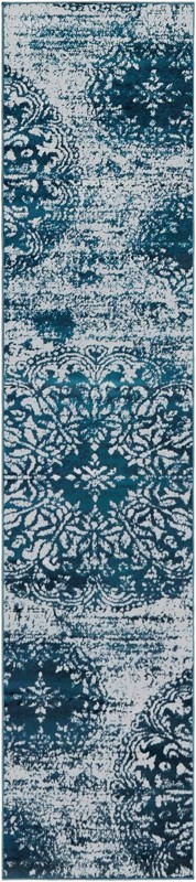 2' x 9' 10 Blakemore · Medallion rug, blue and ivory