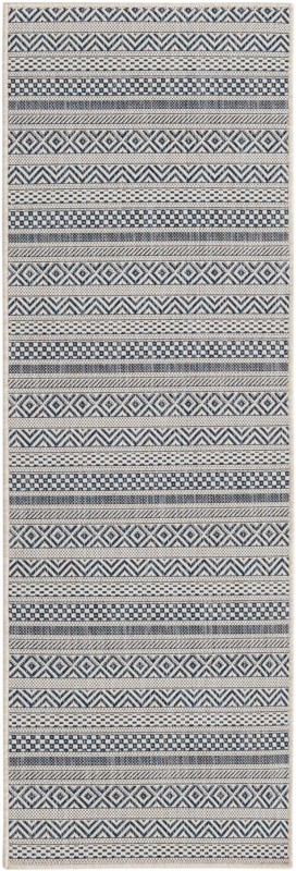2' x 6' Merlin · Chevron Outdoor Rug, light blue