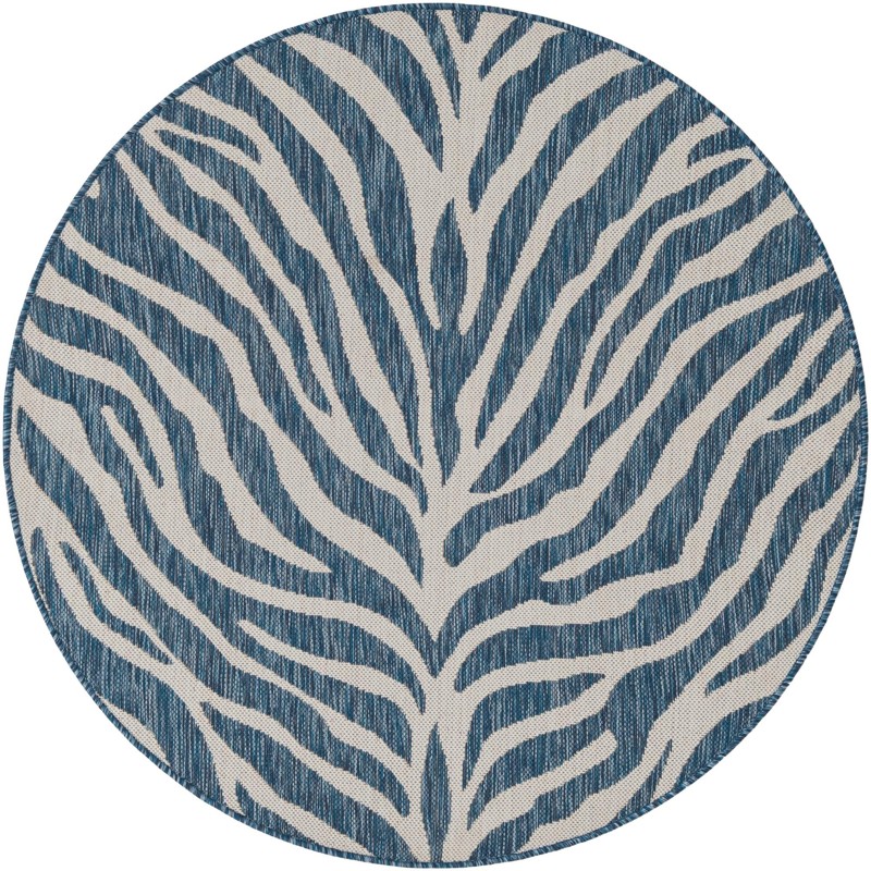 4' x 4' Abney · Zebra Outdoor Rug, blue