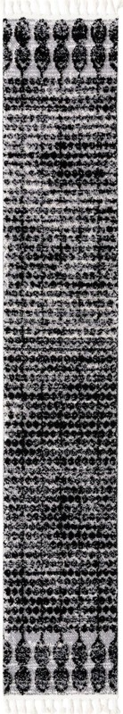 2' x 12' Ferrall · Tribal striped rug, black and ivory