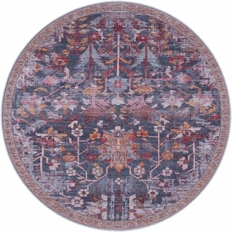 3' 3 x 3' 3 Darnell · Medallion rug, rust and navy