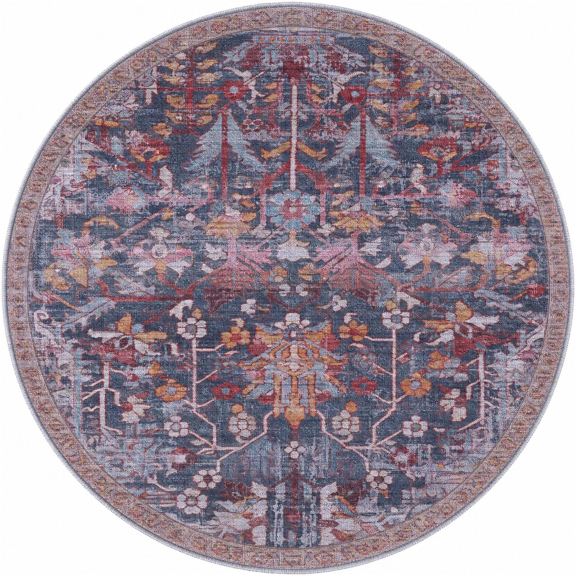 3' 3 x 3' 3 Darnell · Medallion rug, rust and navy