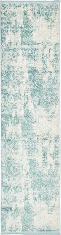 2' 7 x 10' Norville · Distressed medallion rug, blue and ivory