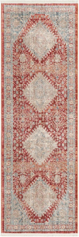 2' 2 x 6' Harbin · Border rug, red