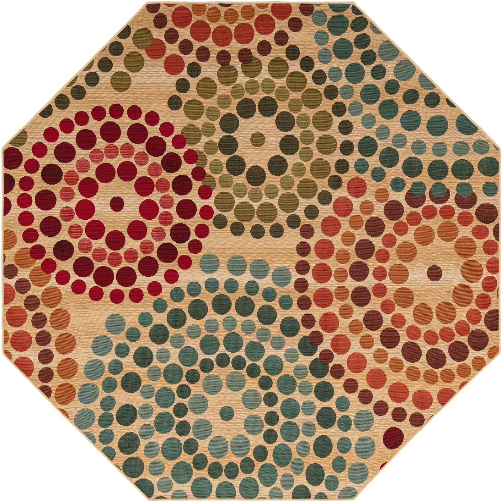 7' x 7' Lomax · Dot Outdoor Rug, beige and multicolor