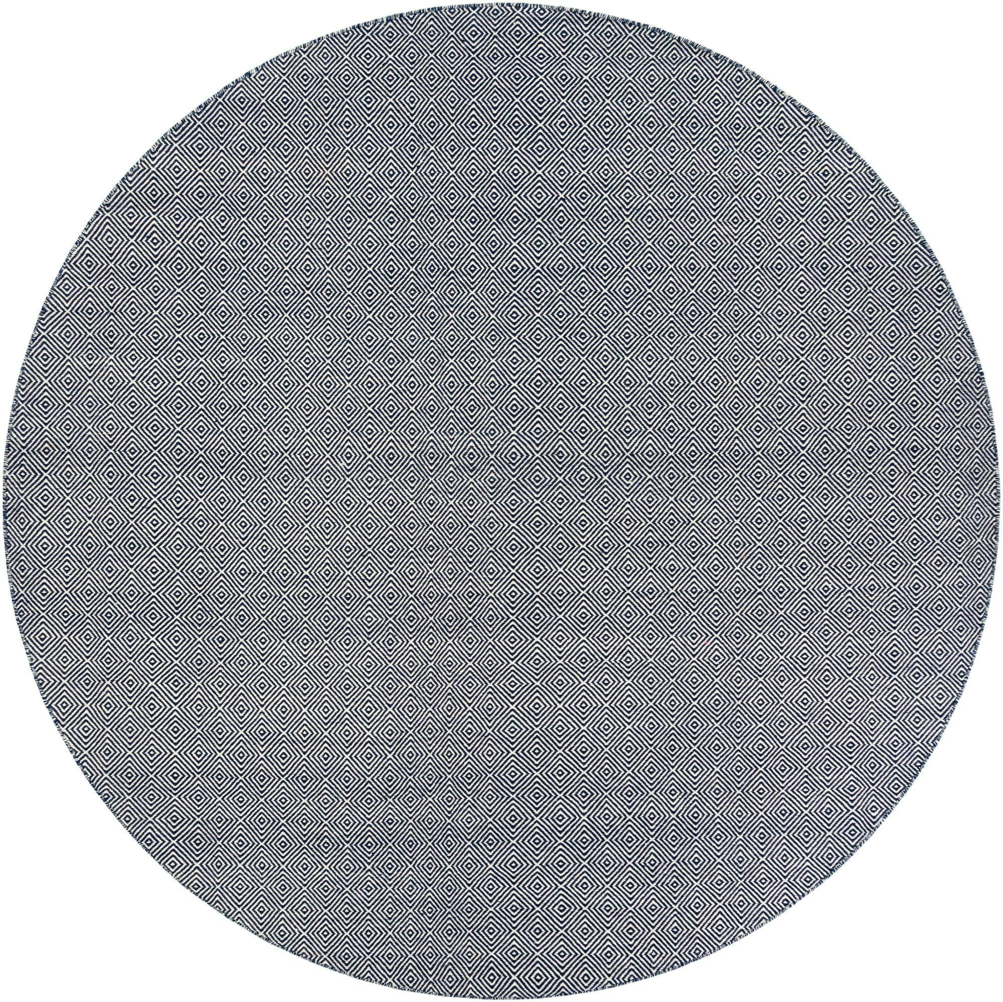 10' x 10' Standish · Geometric diamond Wool Rug, navy and ivory
