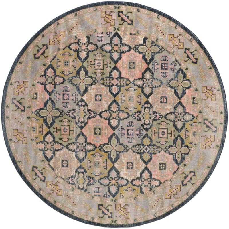 7' 10 x 7' 10 Orme · Geometric medallion Washable Rug, blue and green
